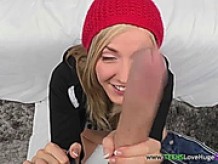 Teen blonde pov big cock blowjob